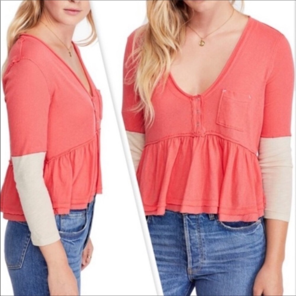 Free People Heart of Mine color block peplum top